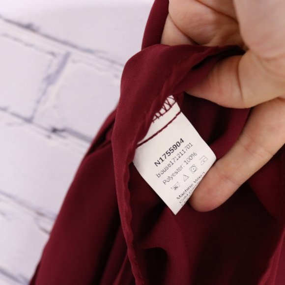 2/$20 pearl tie bell sleeve red blouse b635 - Picture 7 of 7